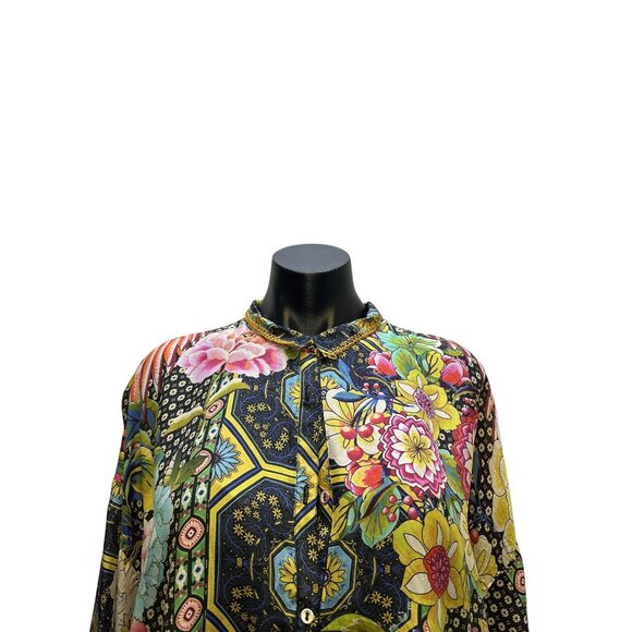 Johnny Was Silk Floral Print Tunic/Blouse - Picture 3 of 8